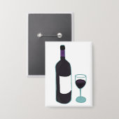 Rode wijnfles en glas button (Voorkant / Achterkant)