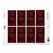 Rode Wijnfles Etiket met Grapevine Accent (Full Sheet)