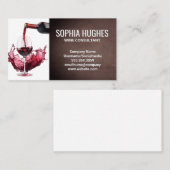 Rode wijnfles giet in glas | wijnplons visitekaartje (Voorkant / Achterkant)