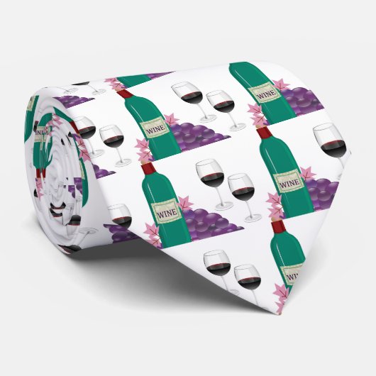 RODE WIJNFLES, GLAZEN EN DRUIVEN STROPDAS (Opgerold)