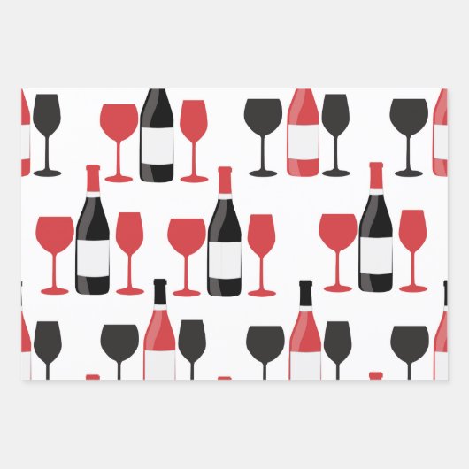 Rode wijnflessen inpakpapier vel (Voorkant 2)
