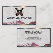Rode wijnflessen | Metalen marmer-grens Visitekaartje (Voorkant / Achterkant)
