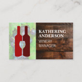 Rode wijnflessen | Wijnglas | Houtwijndruiven Visitekaartje (Voorkant)