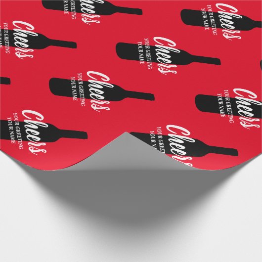 Rode-wijnflessilhouet, aangepast kerstnaam cadeaupapier (Hoek)