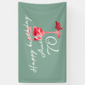 Rode Wijnglas Aquarel 70ste Verjaardagsfeestje Spandoek (Verticaal)