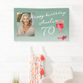 Rode Wijnglas Aquarel Verjaardagsfeest Foto Spandoek (Insitu)