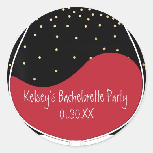 Rode wijnglas Modern Chic Favor Stickers (Voorkant)