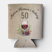 Rode wijnglas olijf Waterverf 50ste verjaardag Blikjeskoeler (Voorkant)