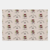 Rode wijnglas olijf Waterverf 50ste verjaardag Inpakpapier Vel (Voorkant 3)