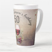 Rode wijnglas olijf Waterverf 50ste verjaardag Latte Mok (Rechterhoek)