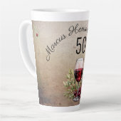 Rode wijnglas olijf Waterverf 50ste verjaardag Latte Mok (Linkerhoek)