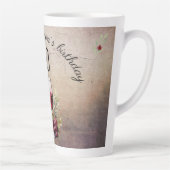 Rode wijnglas olijf Waterverf 50ste verjaardag Latte Mok (Rechts)