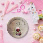 Rode wijnglas olijf Waterverf 50ste verjaardag Papieren Bordje (Feest)