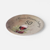 Rode wijnglas olijf Waterverf 50ste verjaardag Papieren Bordje (Gekanteld)