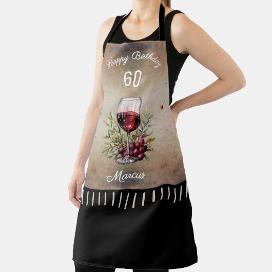 Rode wijnglas Oliver 60ste verjaardag Man Schort (Insitu)
