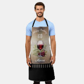 Rode wijnglas Oliver 60ste verjaardag Man Schort (Gedragen)