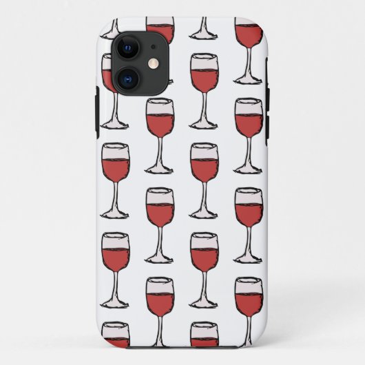 Rode Wijnglas Patroon iPhone Case (Achterkant)