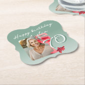 Rode wijnglas Waterverf 70e verjaardag foto Kartonnen Onderzetters (Gekanteld)