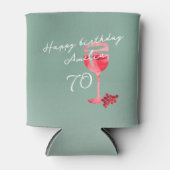 Rode wijnglas Waterverf 70ste verjaardagsfeest Blikjeskoeler (Voorkant)