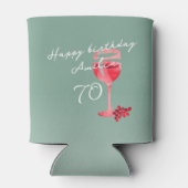 Rode wijnglas Waterverf 70ste verjaardagsfeest Blikjeskoeler (Achterkant)