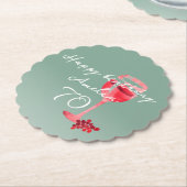 Rode wijnglas Waterverf 70ste verjaardagsfeest Kartonnen Onderzetters (Gekanteld)