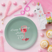 Rode wijnglas Waterverf 70ste verjaardagsfeest Papieren Bordje (Feest)