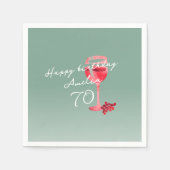 Rode wijnglas Waterverf 70ste verjaardagsfeest Servet (Voorkant)