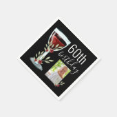 Rode Wijnglas Waterverf Foto 60e Verjaardag Servet (Hoek)