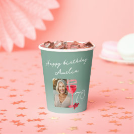 Rode Wijnglas Waterverf Verjaardagsfeest Foto Papieren Bekers