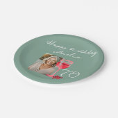 Rode Wijnglas Waterverf Verjaardagsfeest Foto Papieren Bordje (Gekanteld)