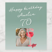 Rode Wijnglas Waterverf Verjaardagsfeest Foto Wijn Etiket (Enkel label)