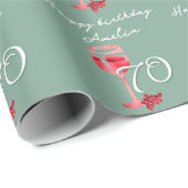 Rode wijnglas Waterverf verjaardagsfeestje Cadeaupapier (Rol Hoek)