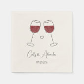 Rode Wijnglas Wedding Verloving Jubileum Servet (Voorkant)