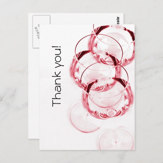 Rode wijnglazen moderne dank u briefkaart (Voorkant / Achterkant)