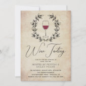 Rode wijnlaurier krans  wijnproeverij kaart (Voorkant)