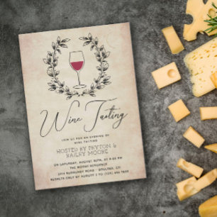 Rode wijnlaurier krans wijnproeverij kaart