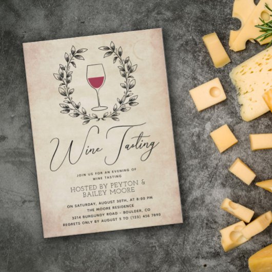 Rode wijnlaurier krans  wijnproeverij kaart