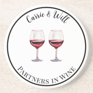 Rode wijnpartners in wijn drinken zandsteen onderzetter