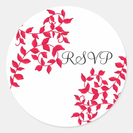 Rode Wijnranken RSVP Ronde Sticker (Voorkant)