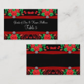 Rode wijnstok Rozen op zwarte tafel Plaatskaartje (Voorkant / Achterkant)