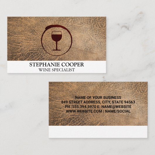 Rode wijnvlek met wijnglas Visitekaartje (Voorkant / Achterkant)