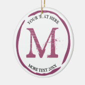 Rode wijnvlek ring met monogram Kerstmis Keramisch Ornament (Links)