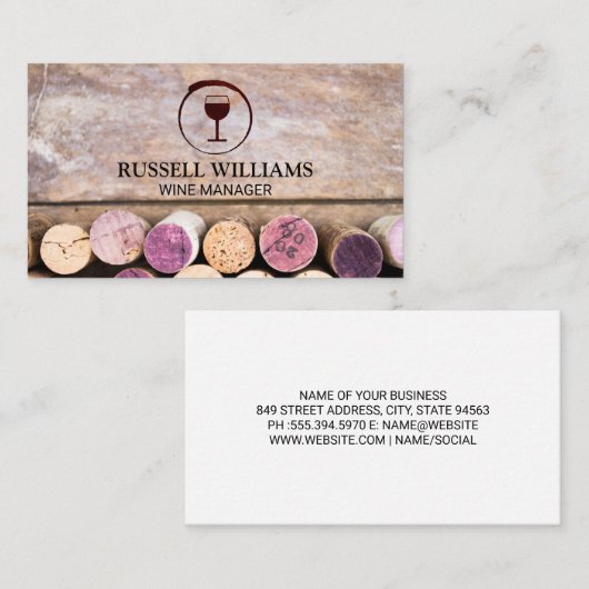 rode wijnvlek wijnglas | Kurken op tafel Visitekaartje (Voorkant / Achterkant)