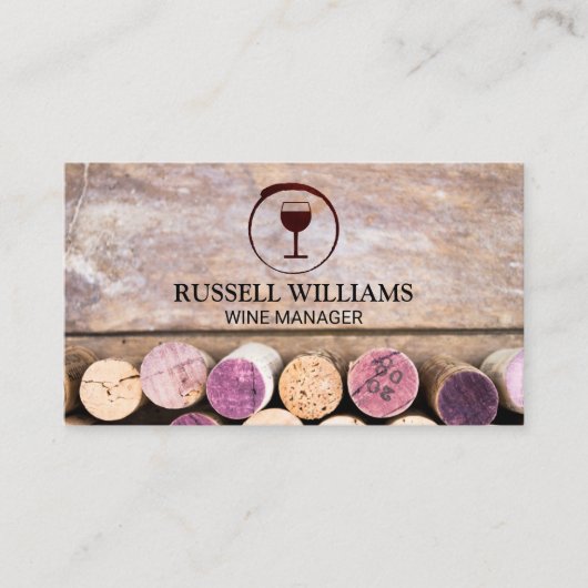 rode wijnvlek wijnglas | Kurken op tafel Visitekaartje (Voorkant)