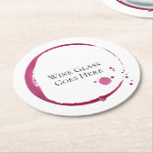 Rode wijnvlekken en druppels rond papier, onderzet ronde kartonnen onderzetter (Gebogen)