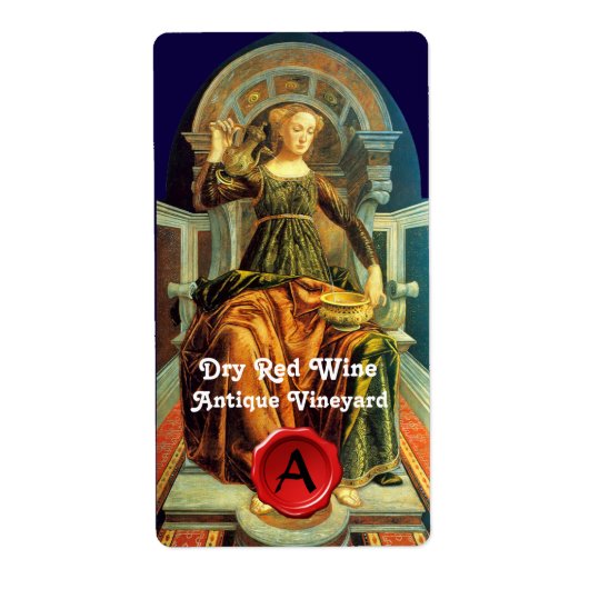 RODE WIJNWAXZEEMONOGRAM/ANTIEK TAROTS ETIKET (Voorkant)