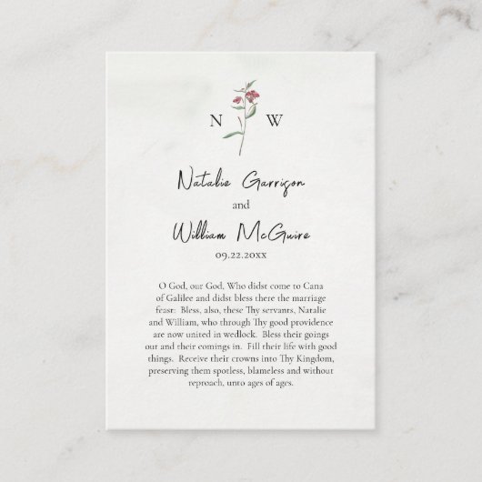 Rode Wildbloem Eenvoudig Orthodox Bruiloft Gebed K Plaatskaartje (Voorkant)