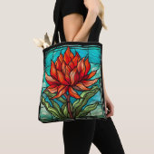Rode Wildbloem in Glas in lood Tote Bag (Dichtbij)