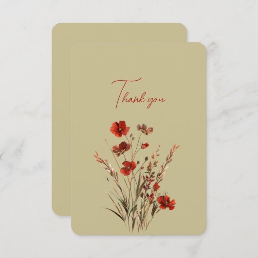 Rode Wildbloemen Dank u huwelijksgeschenk (Voorkant / Achterkant)