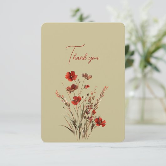 Rode Wildbloemen Dank u huwelijksgeschenk (Staand voorkant)